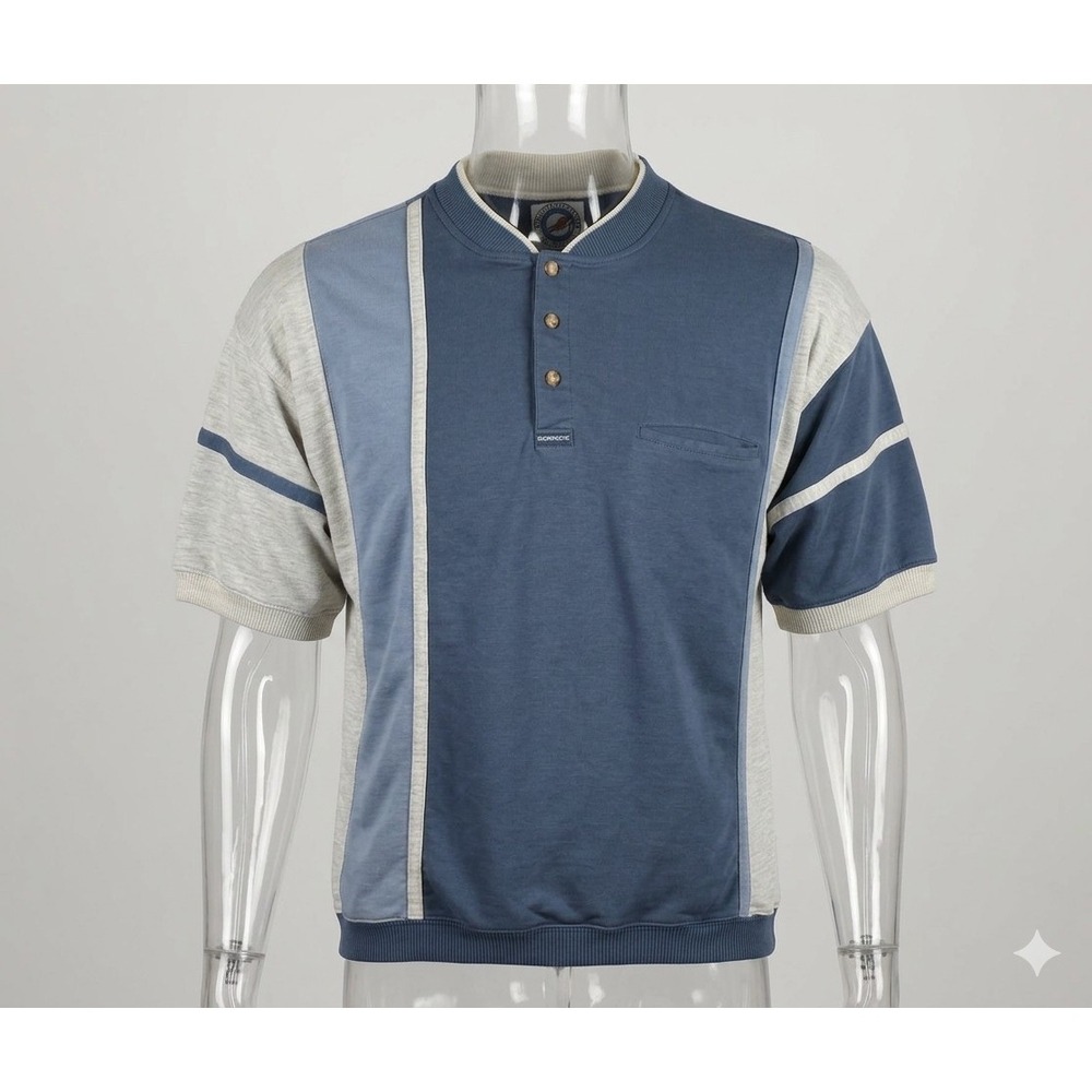 Greenline International Vintage Men's Blue & Gray 3 Button Golf Shirt. Size L